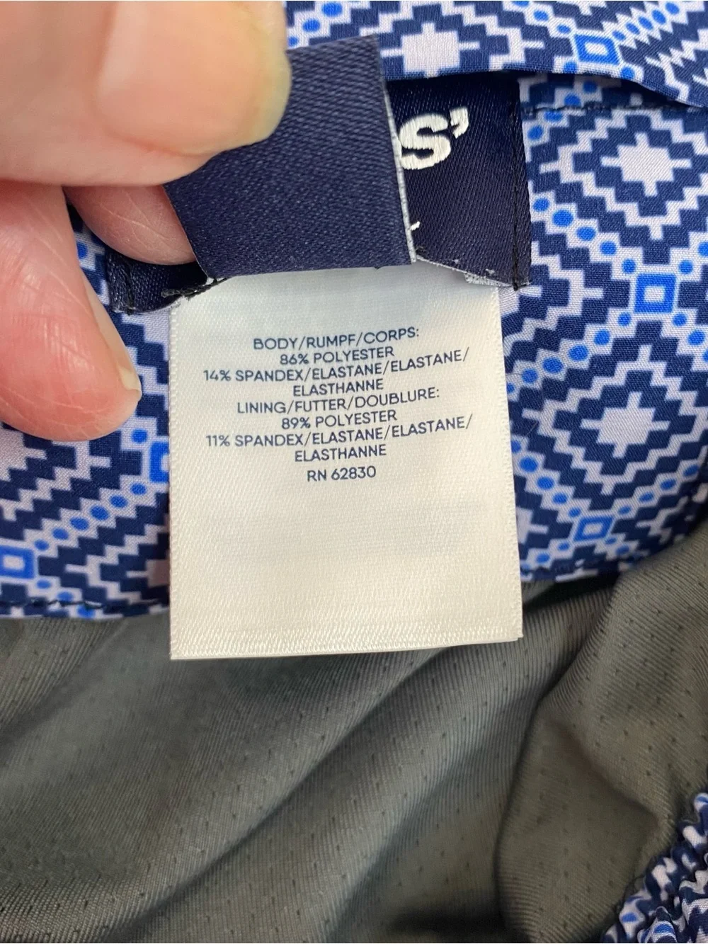 Land’s End Lined Sunset Swim Trunks Blue Geometric 7” Inseam XL (40-42)